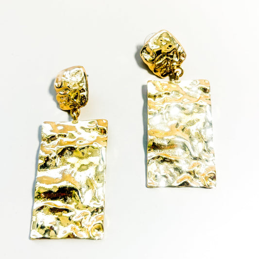 Metallic Mosaic Earrings | 14K Gold plated