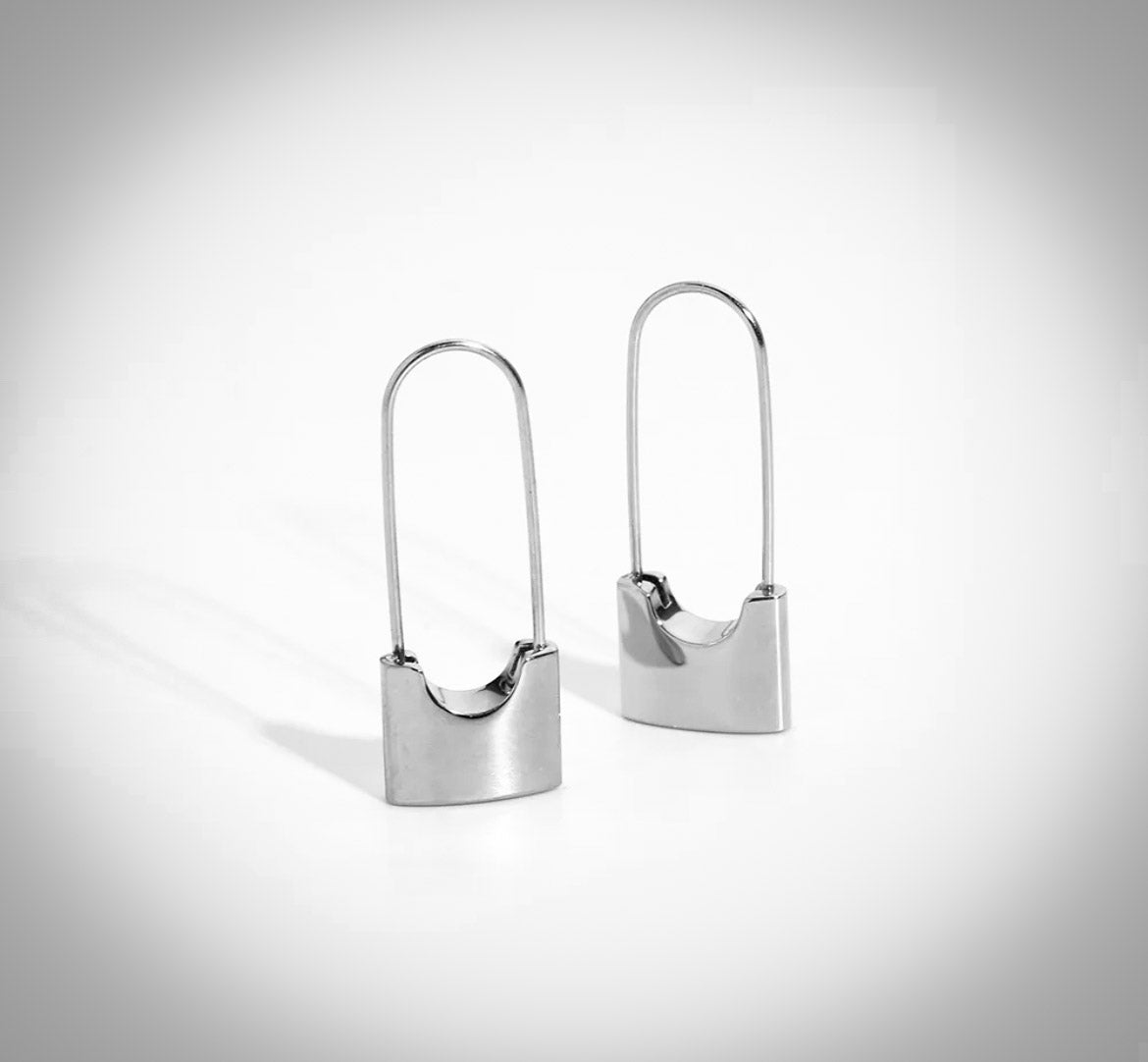 Safety Pin Earrings | Silver