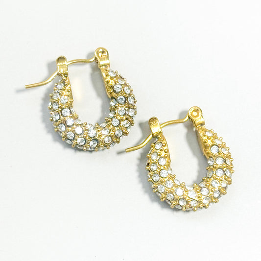 Créole pavé hoop earrings | 14K Gold plated