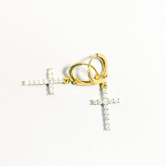 Grateful Cross Pendant earring | 14k gold plated